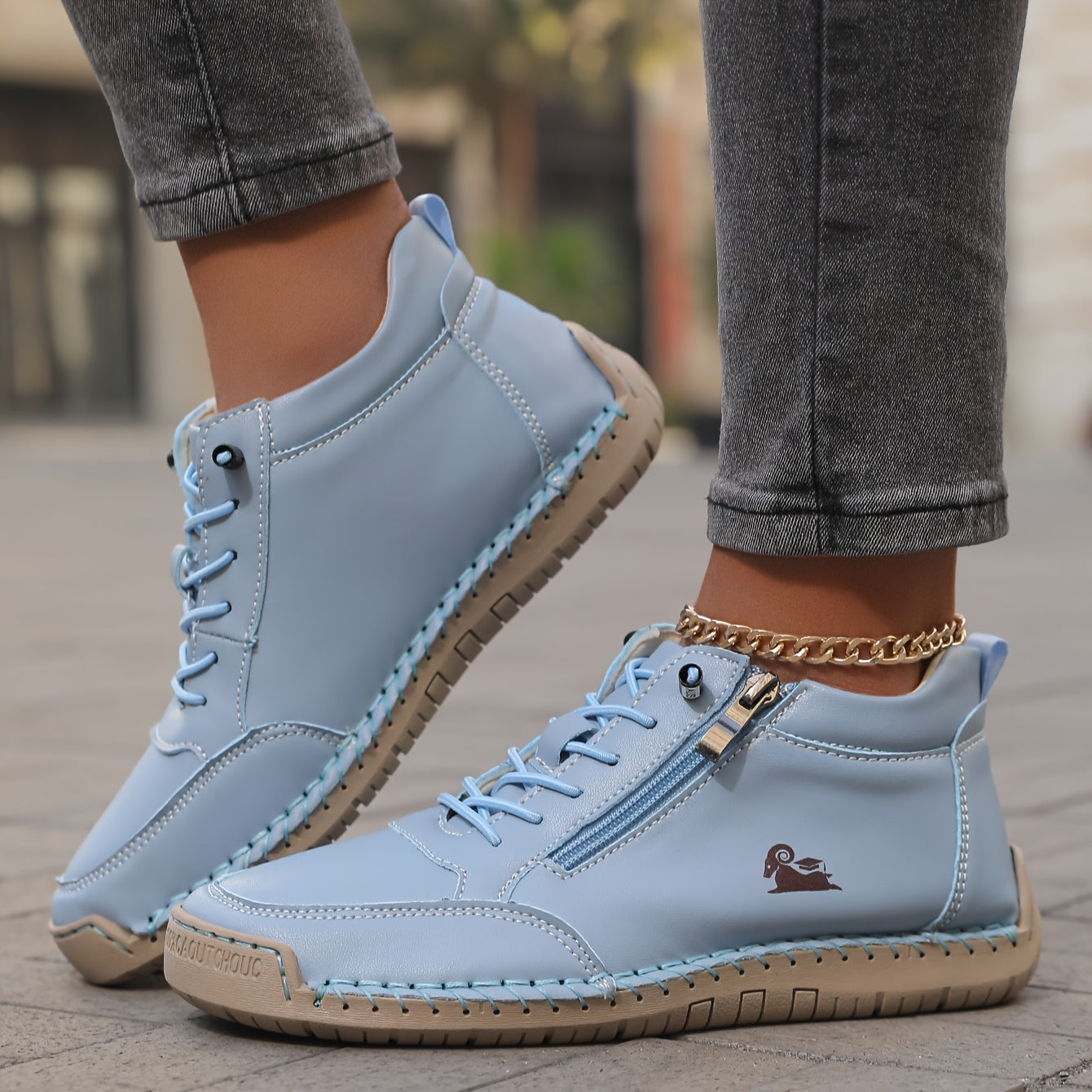 Damen Sneaker Breite Vorderfußpartie Unterstützende Sohle