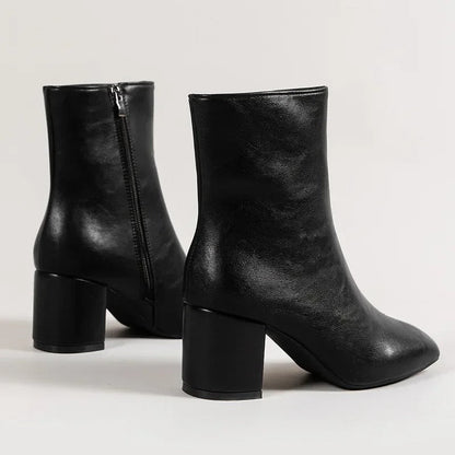 Damen Stiefeletten mit Blockabsatz und Spitze
