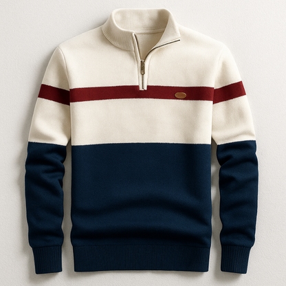 Herren Pullover Viertel-Reißverschluss Tailored Fit Strick
