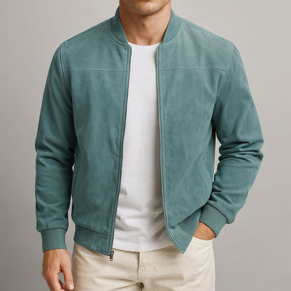 Herren Wildlederjacke Slim Fit Minimalistischer Bomber