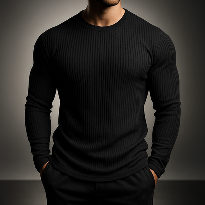 Rippstrickpullover für Herren, Slim Fit, Langarm