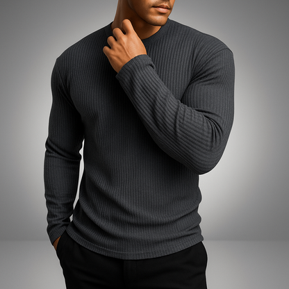 Rippstrickpullover für Herren, Slim Fit, Langarm