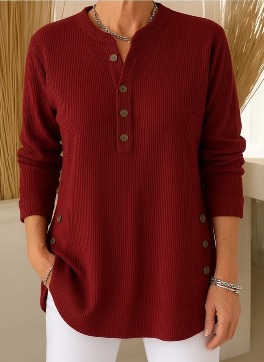 Damen Gemütlicher Pullover mit schickem Knopfdetail