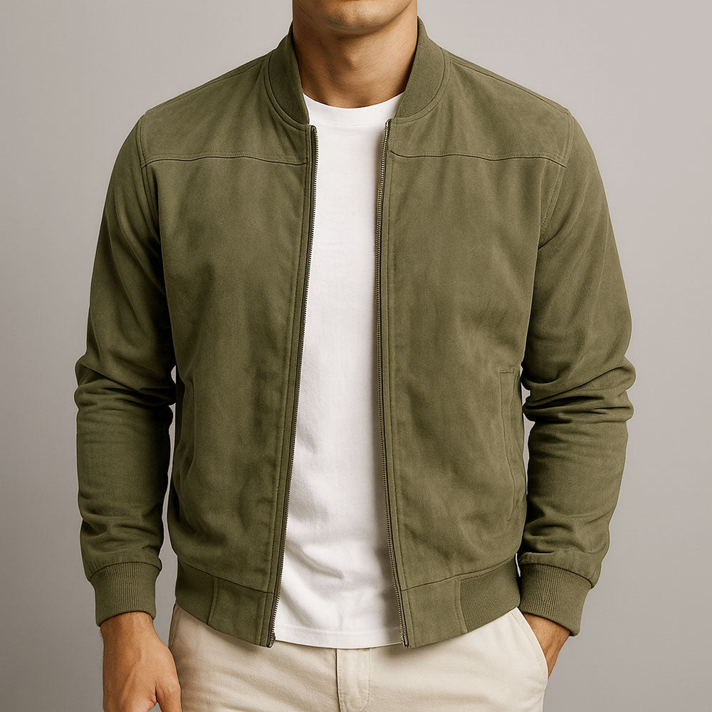 Herren Wildlederjacke Slim Fit Minimalistischer Bomber