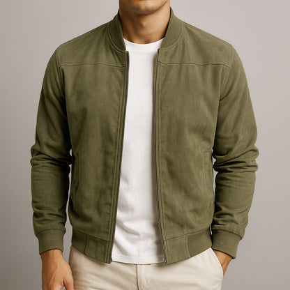 Herren Wildlederjacke Slim Fit Minimalistischer Bomber