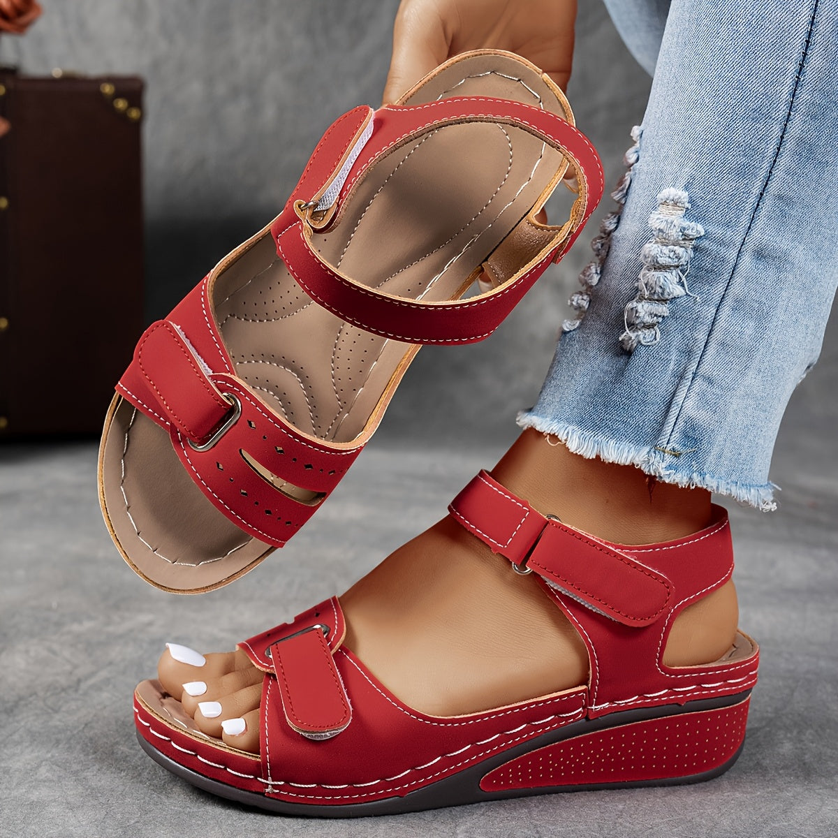 Damen Orthopädische Sandalen Mit Verstellbaren Riemen Und Gepolsterter Sohle