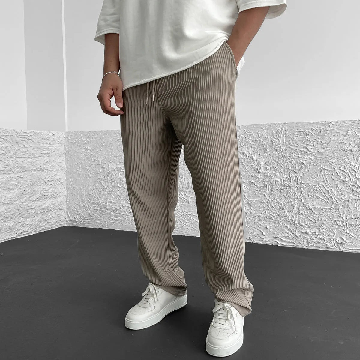 Herren Strickhose Im Relaxed Fit Mit Rippstoff Und Verstellbarem Bund