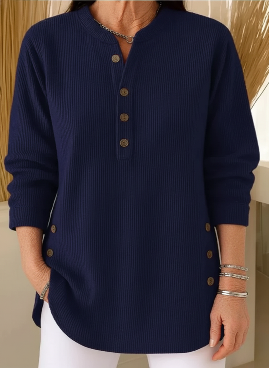 Damen Gemütlicher Pullover mit schickem Knopfdetail