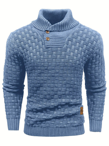 Herren Pullover Mit Waffelstruktur Und Schalkragen