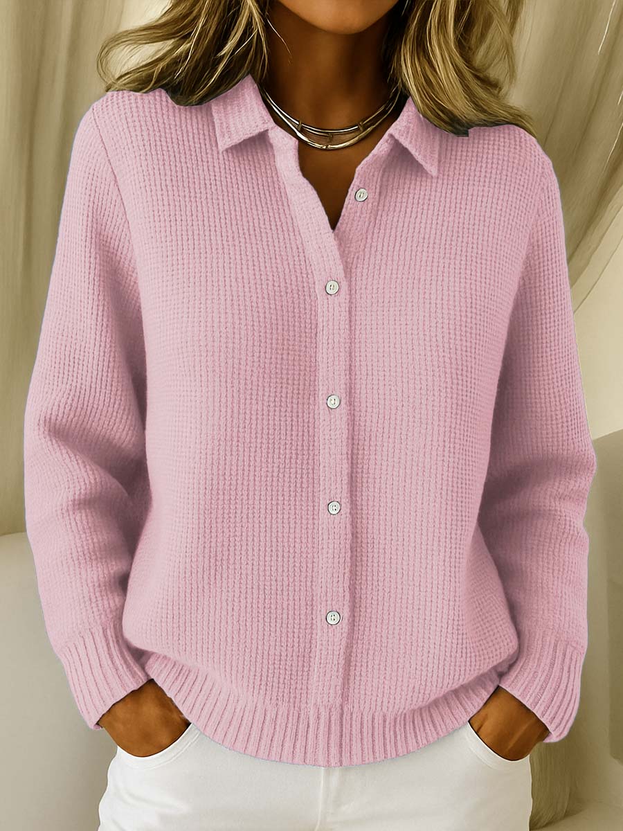 Damen Klassische Strickjacke mit Kragen – Zeitlose Eleganz in weichem Baumwollmix