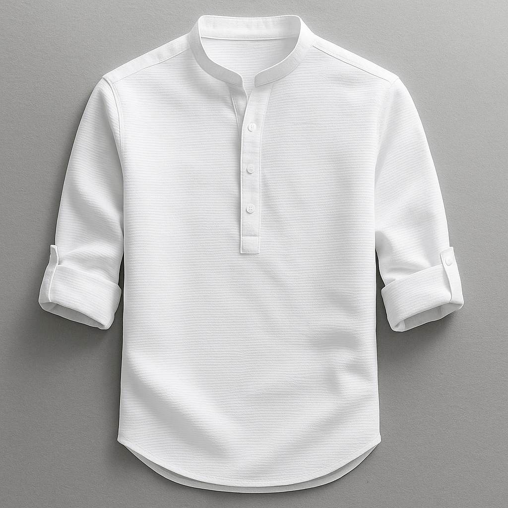 Herren Henley Shirt Knopfleiste Mit Ärmelriegel
