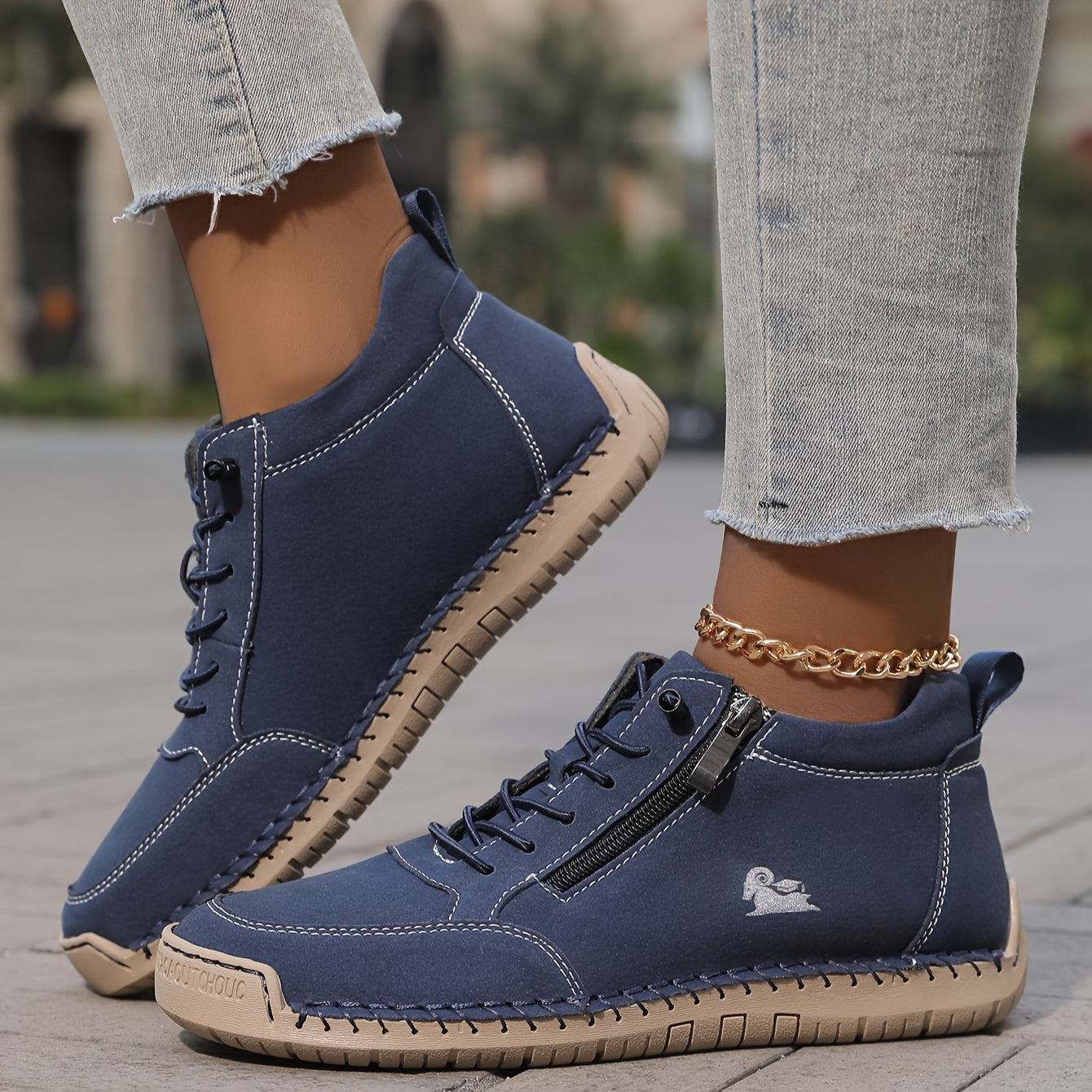 Damen Sneaker Breite Vorderfußpartie Unterstützende Sohle