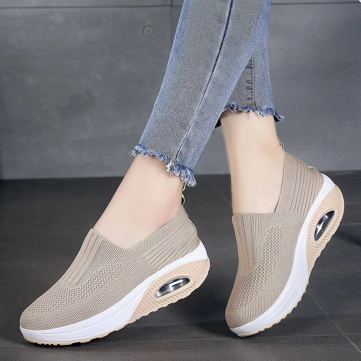 Damen Orthopädische Slip-On Sneaker Mit Fußgewölbeunterstützung Und Rutschfester Sohle
