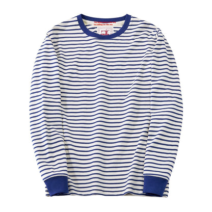 Herren Langarm-T-Shirt mit Streifen, Rundhalsausschnitt, Pullover