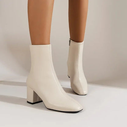 Damen Stiefeletten mit Blockabsatz und Spitze