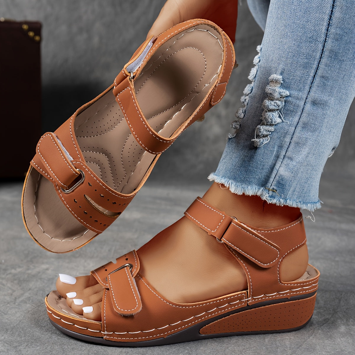 Damen Orthopädische Sandalen Mit Verstellbaren Riemen Und Gepolsterter Sohle