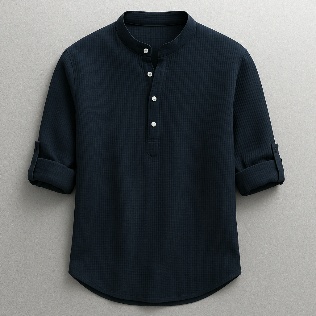 Herren Henley Shirt Knopfleiste Mit Ärmelriegel