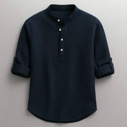 Herren Henley Shirt Knopfleiste Mit Ärmelriegel