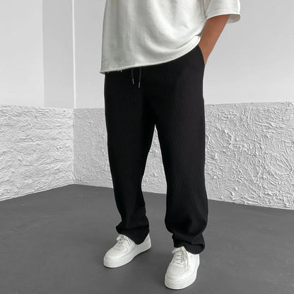 Herren Strickhose Im Relaxed Fit Mit Rippstoff Und Verstellbarem Bund