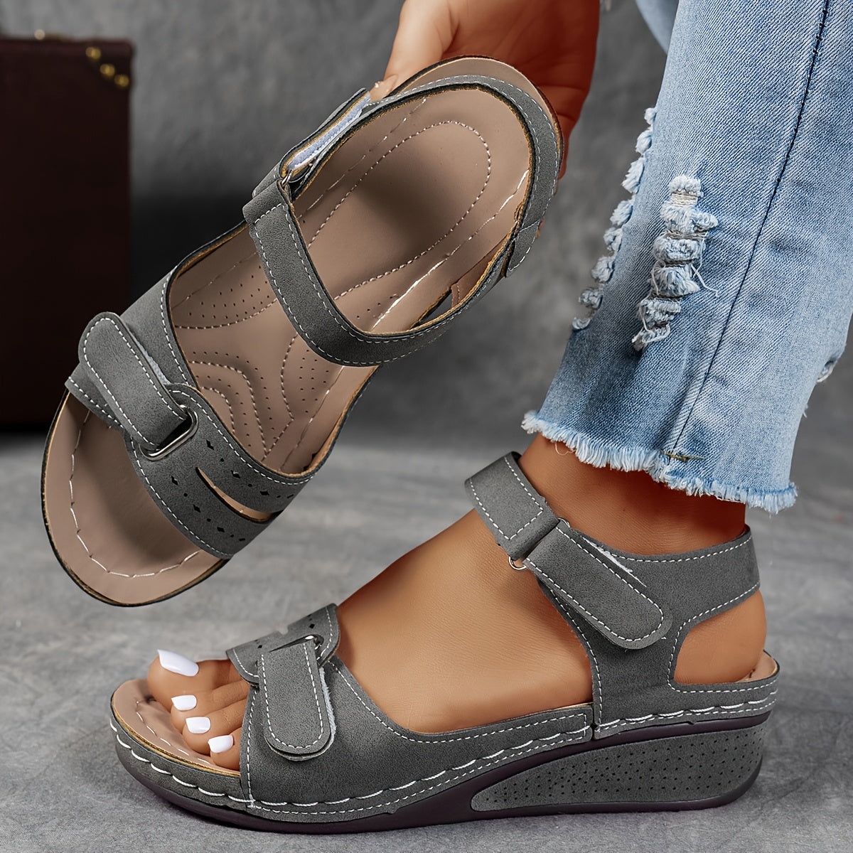 Damen Orthopädische Sandalen Mit Verstellbaren Riemen Und Gepolsterter Sohle