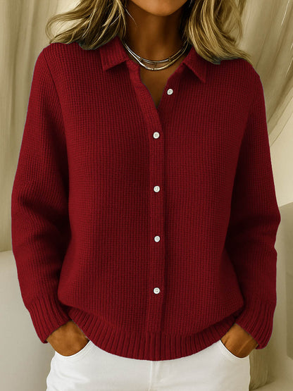 Damen Klassische Strickjacke mit Kragen – Zeitlose Eleganz in weichem Baumwollmix