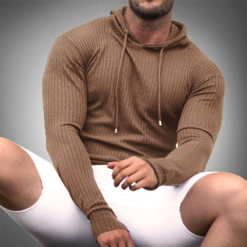 Herren Strickpullover mit Kapuze und Slim-Fit-Design