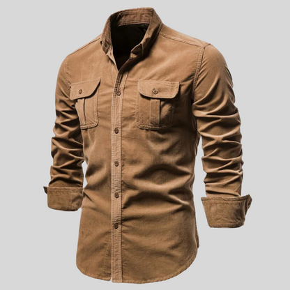 Herren Cordhemd Langarm Button-Up
