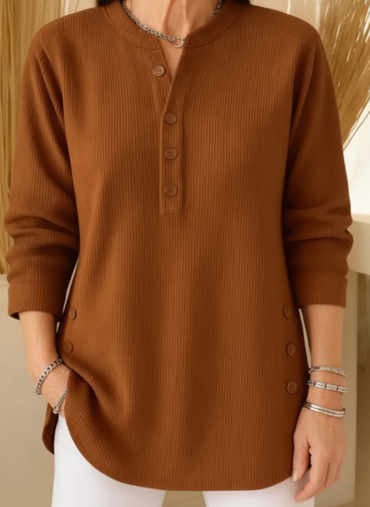 Damen Gemütlicher Pullover mit schickem Knopfdetail