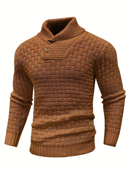 Herren Pullover Mit Waffelstruktur Und Schalkragen