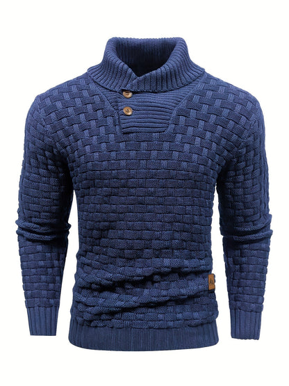 Herren Pullover Mit Waffelstruktur Und Schalkragen