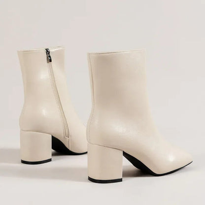 Damen Stiefeletten mit Blockabsatz und Spitze