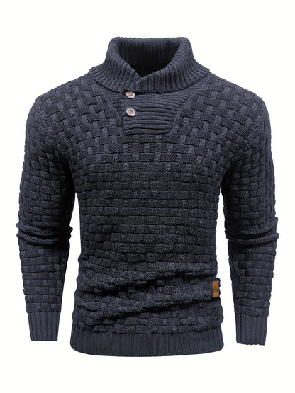 Herren Pullover Mit Waffelstruktur Und Schalkragen