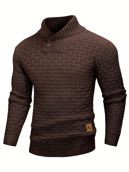 Herren Pullover Mit Waffelstruktur Und Schalkragen