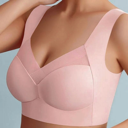 Damen-BH in Rosa, nahtloses Design, breite Träger, stützender Komfort, ideal für den Alltag, modische Unterwäsche, bequeme Passform.