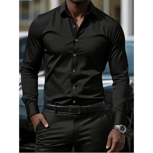 Herren Langarm Hemd Slim Fit | Atmungsaktiver Stoff