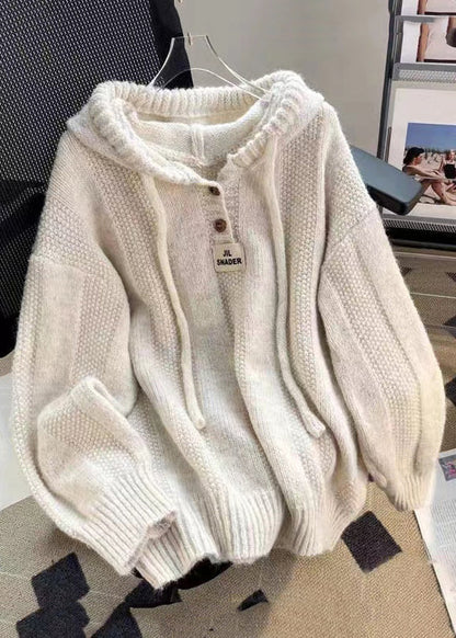 Damen Kapuzenoberteil Mit Knopfleiste Und Schnürdetail