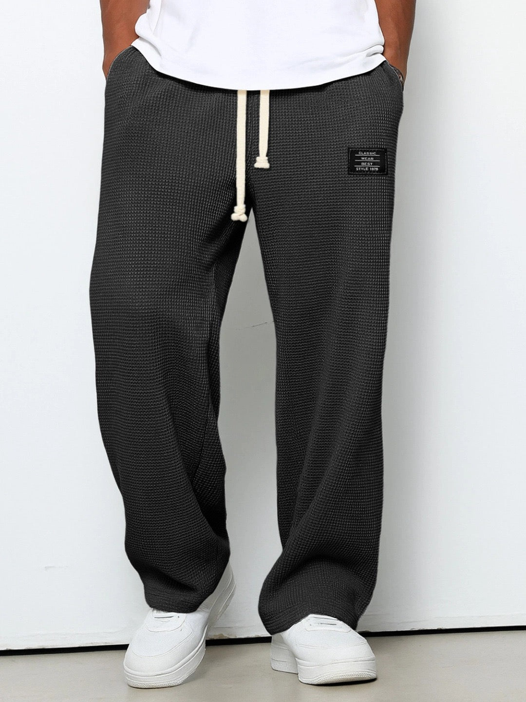 Herren Weit Geschnittene Hose Mit Verstellbarem Bund Und Seitentaschen