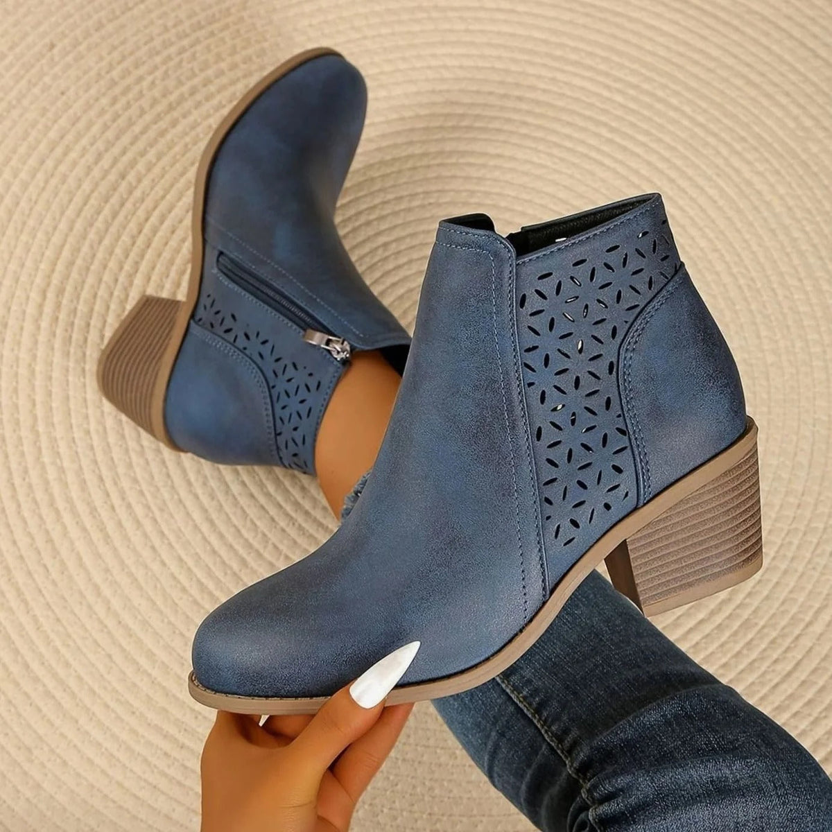 Damen Stiefeletten mit Absatz und Reißverschluss