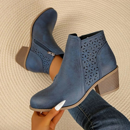 Damen Stiefeletten mit Absatz und Reißverschluss