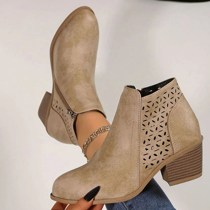 Damen Stiefeletten mit Absatz und Reißverschluss