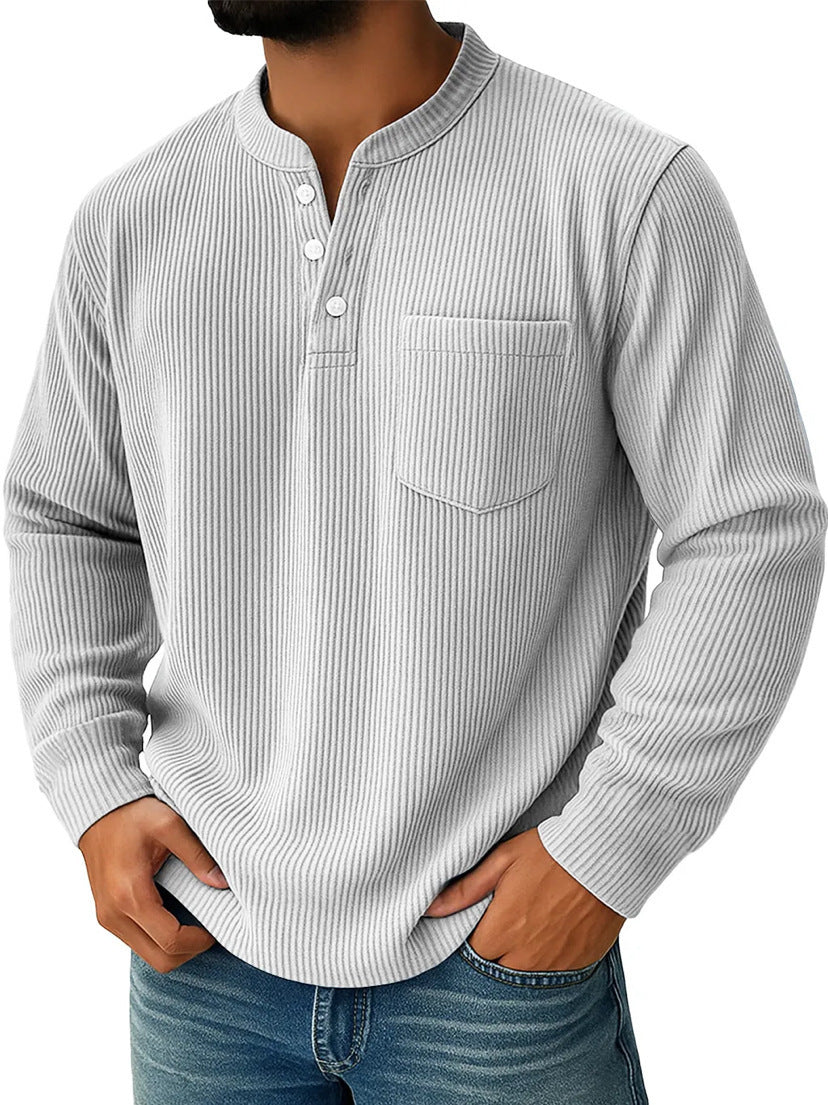Henley-Shirt für Herren aus Waffelpiqué mit Brusttasche