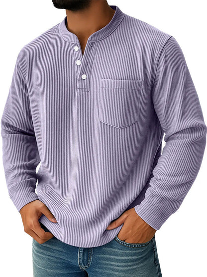 Henley-Shirt für Herren aus Waffelpiqué mit Brusttasche