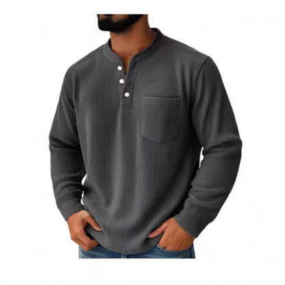 Henley-Shirt für Herren aus Waffelpiqué mit Brusttasche