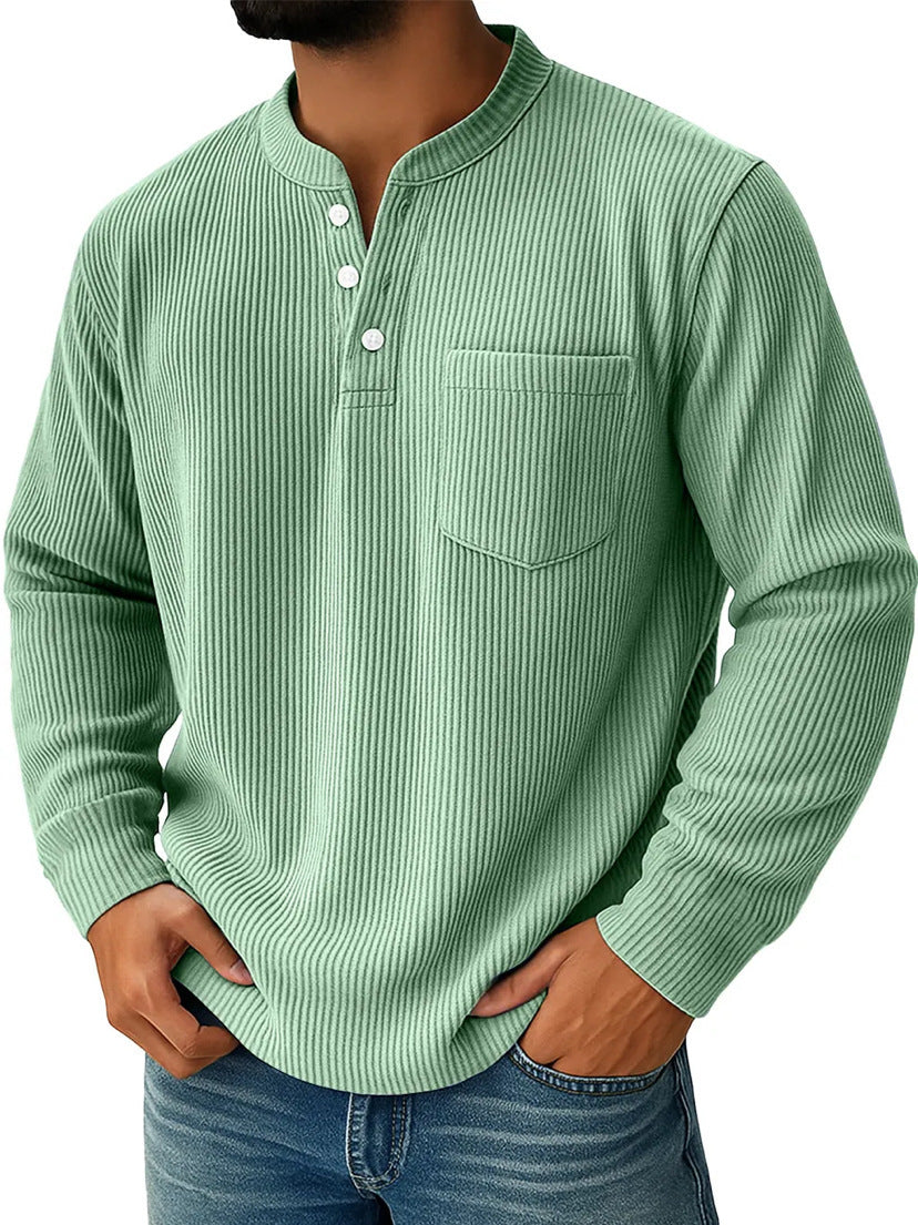 Henley-Shirt für Herren aus Waffelpiqué mit Brusttasche