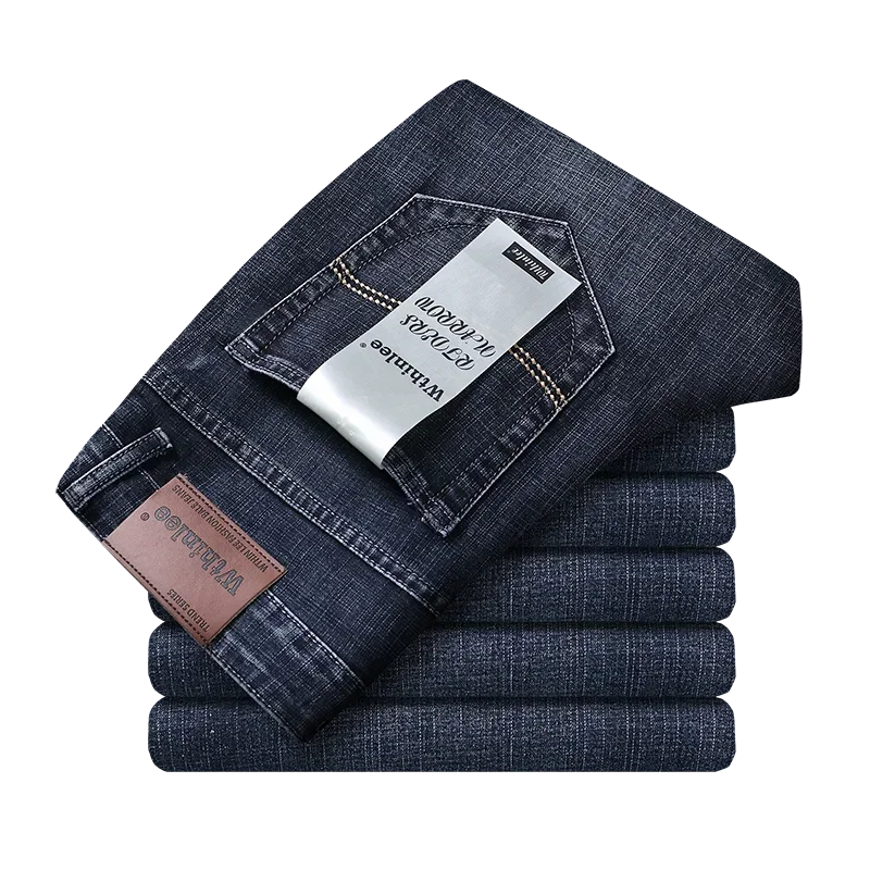 Herren-Jeans mit geradem Bein mittlerer Bundhöhe und verstärkten Nähten