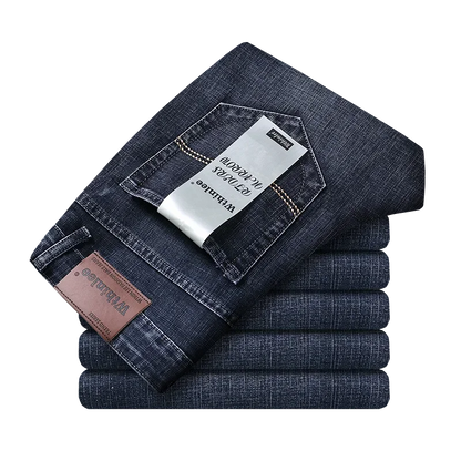 Herren-Jeans mit geradem Bein mittlerer Bundhöhe und verstärkten Nähten