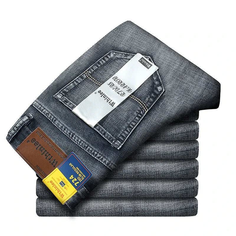 Herren-Jeans mit geradem Bein mittlerer Bundhöhe und verstärkten Nähten