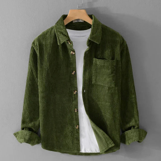 Herren Overshirt-Jacke für den Herbst mit Knopfleiste und Kentkragen