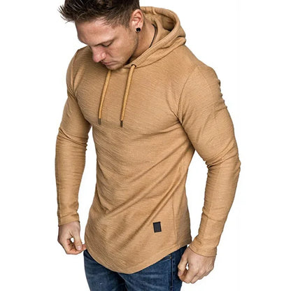 Herren Hoodie Slim Fit Strick Verstellbare Kapuze Gerippte Bündchen
