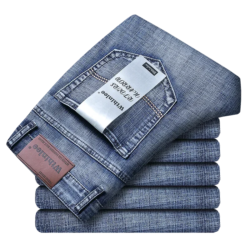 Herren-Jeans mit geradem Bein mittlerer Bundhöhe und verstärkten Nähten
